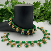 Designer Gold Plated Kundan Green Payal Anklet For Ladies By Gehna Shop Kundan Anklet